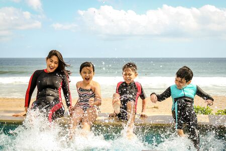 Happy family at the beach